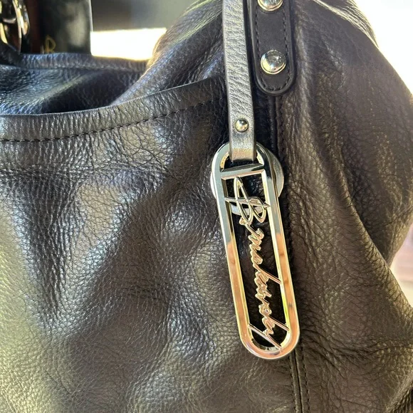 B. Makowsky Black Leather Large Tote - Picture 2 of 11